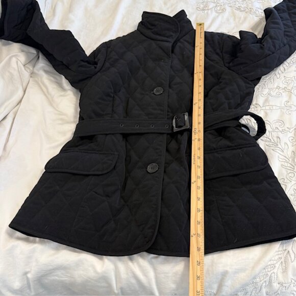 Geoffrey Beene Women's Jacket Size L Black Puffer Belted Button Winter Coat - Picture 8 of 10